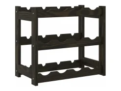 Garrafeira para 12 garrafas madeira de pinho maciça preto PT682030