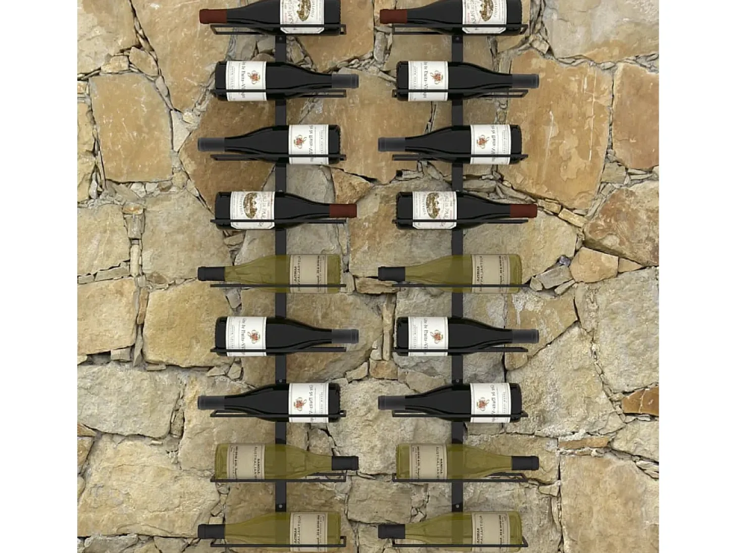 Garrafeiras de parede para 18 garrafas 2 pcs ferro preto PT514918
