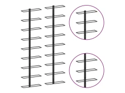 Garrafeiras de parede para 18 garrafas 2 pcs ferro preto PT514918