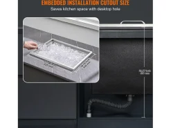 Geladeira Embutida SucceBuy, 56 x 43 x 30 cm, Geladeira de Aço Inoxidável com Tampa, Caixa de Gelo