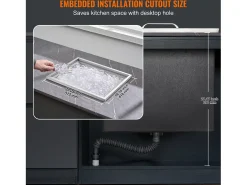 Geladeira Embutida SucceBuy, 53 x 43 x 46 cm, Baldes de Gelo de Aço Inoxidável com Tampa, Bar de Gelados para Cozinha Exterior