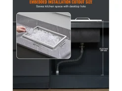 Geladeira Embutida SucceBuy, 51 x 35 x 30 cm, Baldes de Gelo de Aço Inoxidável com Tampa, Bar de Gelados para Cozinha Exterior