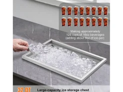 Geladeira Embutida SucceBuy, 51 x 35 x 30 cm, Baldes de Gelo de Aço Inoxidável com Tampa, Bar de Gelados para Cozinha Exterior