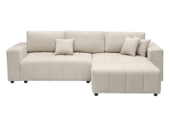 George", sofá-cama de canto de 4 lugares, estilo bolha, em tecido chenille - Bege