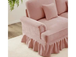 Grande Sofá 2 Lugares em Chenille - Capa Removível e 2 Almofadas - 194x83.5x93cm - Rosa