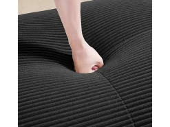 Grande sofá angular modular 388cm - de Veludo cotelê - com 4 almofadas e 2 puffs - ergonómico - Preto