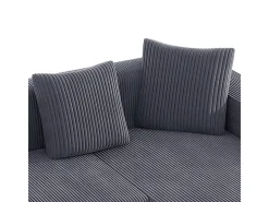 Grande sofá angular reto modular, de veludo cotelê, com 4 almofadas, montagem não necessária, 261x146x65cm, Cinza