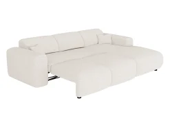 Grande sofá de canto direito convertível em tecido bouclé branco POGNI da Maison Céphy