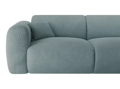 Grande sofá de canto direito em veludo canelado azul estilo design POGNI da Maison Céphy