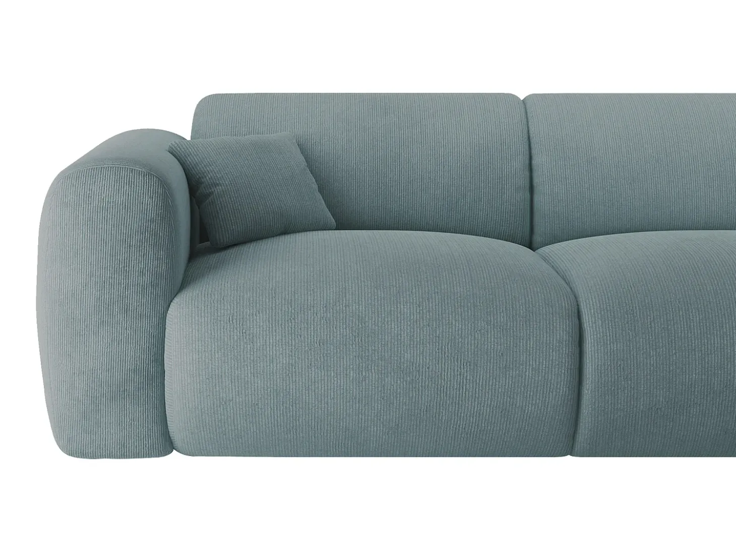 Grande sofá de canto direito em veludo canelado azul estilo design POGNI da Maison Céphy