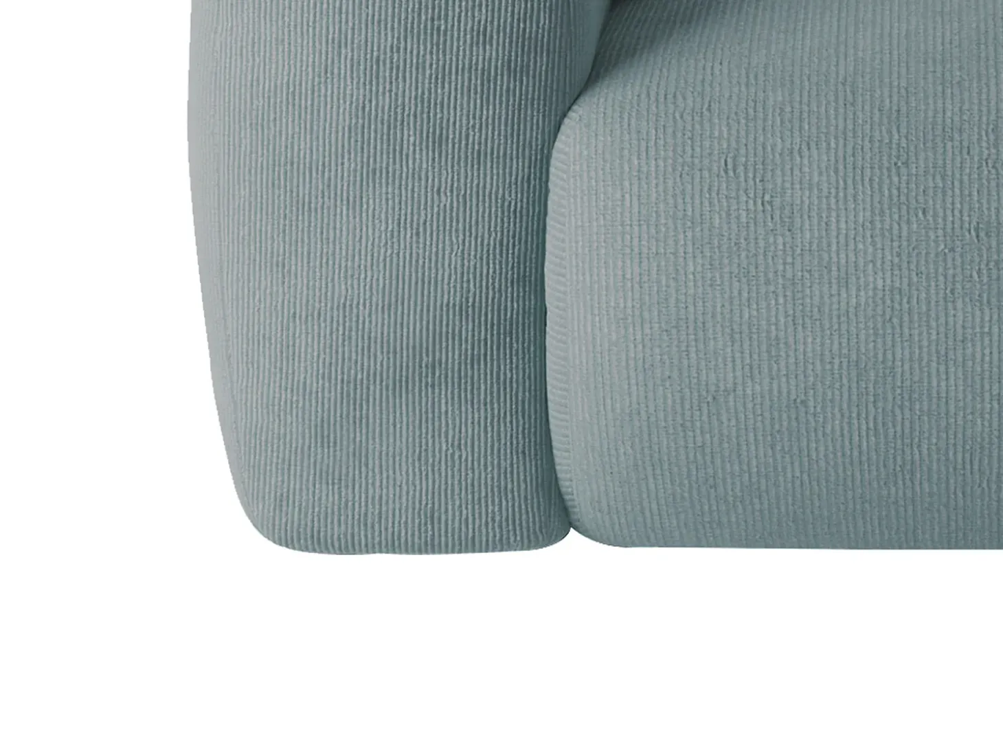 Grande sofá de canto direito em veludo canelado azul estilo design POGNI da Maison Céphy