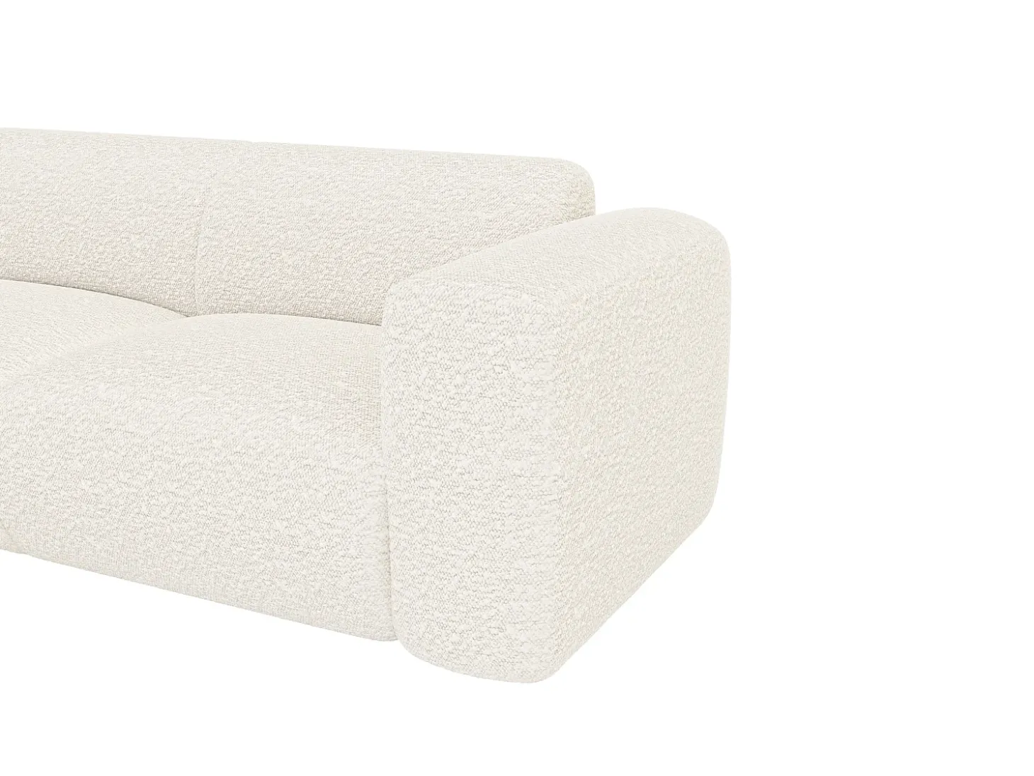 Grande sofá de canto esquerdo com encosto chaise-longue tecido bouclé POGNI Maison Céphy