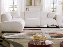 Grande sofá de canto esquerdo com encosto chaise-longue tecido bouclé POGNI Maison Céphy