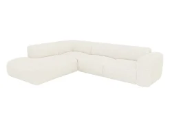 Grande sofá de canto esquerdo com encosto chaise-longue tecido bouclé POGNI Maison Céphy