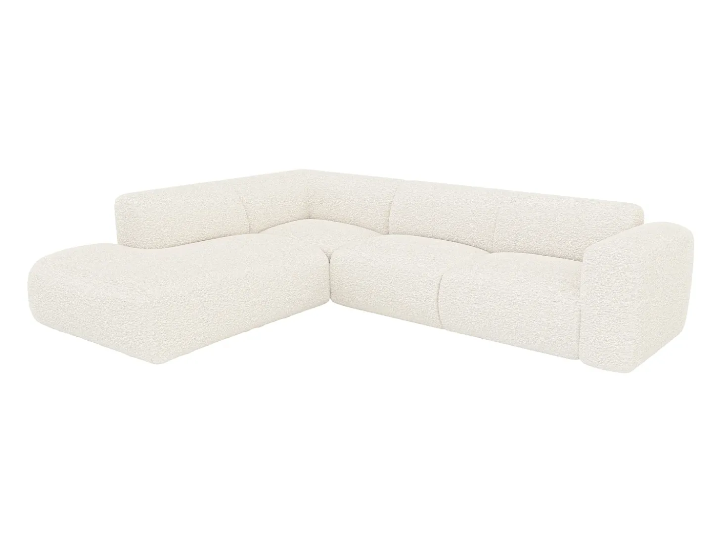 Grande sofá de canto esquerdo com encosto chaise-longue tecido bouclé POGNI Maison Céphy