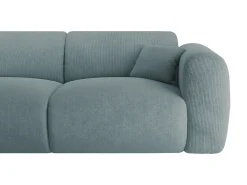 Grande sofá de canto esquerdo em veludo canelado azul estilo design POGNI da Maison Céphy