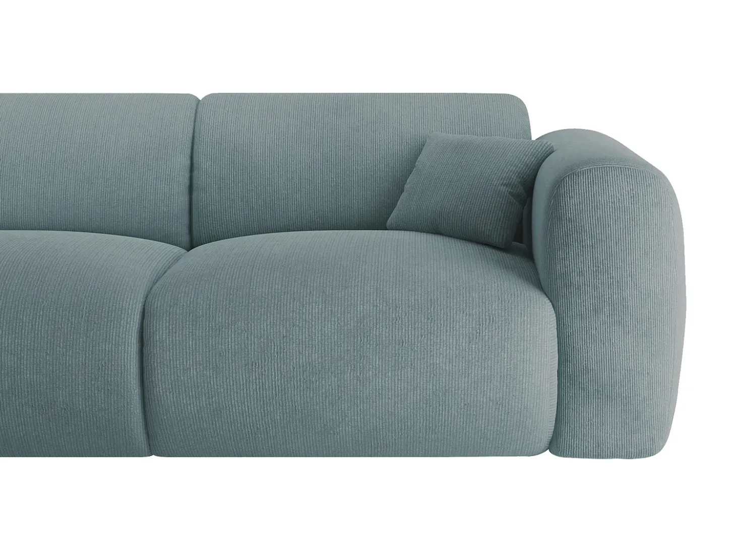 Grande sofá de canto esquerdo em veludo canelado azul estilo design POGNI da Maison Céphy