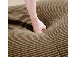 Grande sofá de canto modular 388cm - em Veludo cotelê - com 4 almofadas e 2 puffs - ergonômico - Marrom