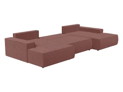 Grande sofá de canto panorâmico convertível tecido texturizado terracota AMELIA