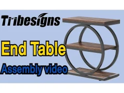 Guarda - coisas estreita com 3 níveis, Mesa de sala em madeira com estrutura em metal preto, Mesa baixa industrial para sofá