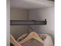 Guarda roupa moderna 90 cm roupeiro de entrada com espelho prateleiras e varão mate bege caxemira