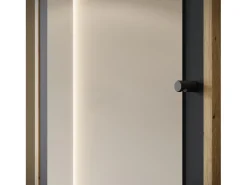 Guarda roupa moderna 90 cm roupeiro de entrada com espelho prateleiras e varão mate artisan grafite preto