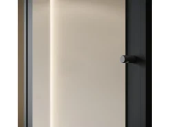 Guarda roupa moderna 90 cm roupeiro de entrada com espelho prateleiras e varão mate grafite preto