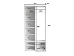 Guarda roupa moderna 90 cm roupeiro de entrada com espelho prateleiras e varão mate artisan branco