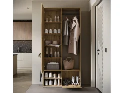 Guarda roupa moderna 90 cm roupeiro de entrada com espelho prateleiras e varão mate artisan