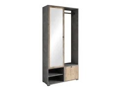 Guarda roupa moderna 90 cm roupeiro de entrada com espelho prateleiras e varão mate matera kastanien breslau