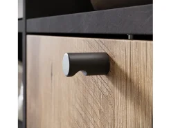 Guarda roupa moderna 90 cm roupeiro de entrada com espelho prateleiras e varão mate matera kastanien breslau