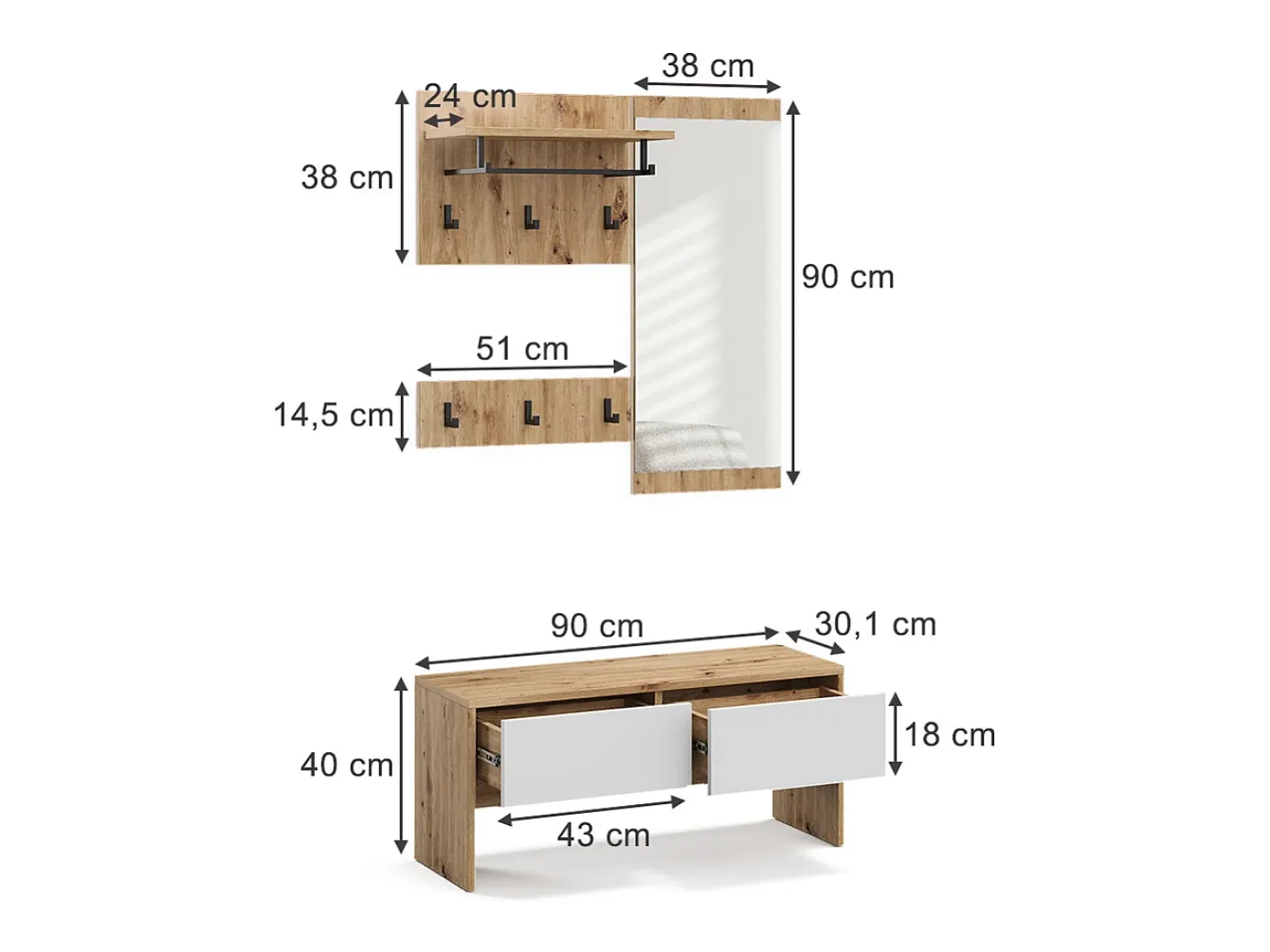Guarda-roupa branco/artesanal 90x30.1x40 selena