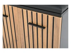 Guarda-roupa com 2 ganchos - 80 x 35 x 175 cm - com banco para sapatos + armário + 1 gaveta - aglomerado - preto