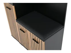 Guarda-roupa com 2 ganchos - 80 x 35 x 175 cm - com banco para sapatos + armário + 1 gaveta - aglomerado - preto