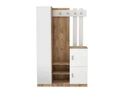 Guarda-roupa com 3 portas e 1 espelho - Branco e natural - MIROTA