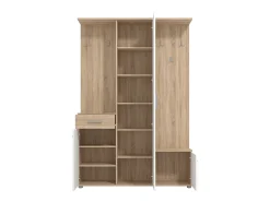 Guarda-roupa com espaços de arrumação e 1 espelho natural e branco - CAMOLA