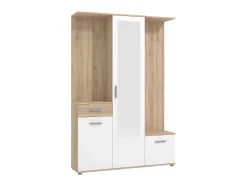 Guarda-roupa com espaços de arrumação e 1 espelho natural e branco - CAMOLA