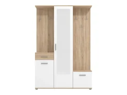 Guarda-roupa com espaços de arrumação e 1 espelho natural e branco - CAMOLA