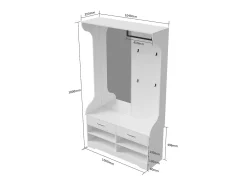 Guarda-roupa de corredor com espelho, ganchos e sapateira - Design moderno