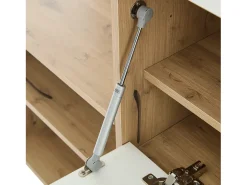 Guarda-roupa de entrada 100×38,5×190 cm - com espelho e organizador de sapatos - com 1 gaveta e 2 compartimentos - branco + natural