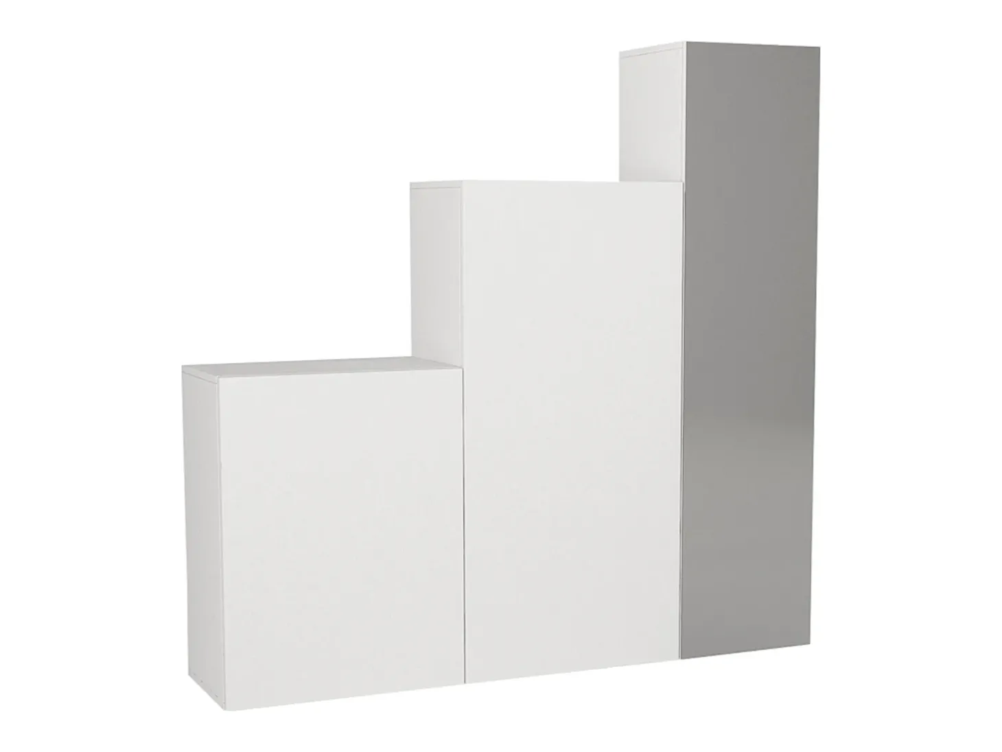 Guarda-roupa modular com 1 espelho e 3 portas branco - TELEZA