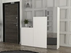 Guarda-roupa modular com 1 espelho e 3 portas branco - TELEZA