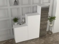 Guarda-roupa modular com 1 espelho e 3 portas branco - TELEZA