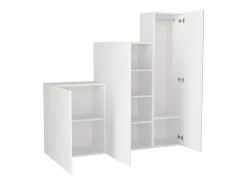 Guarda-roupa modular com 1 espelho e 3 portas branco - TELEZA