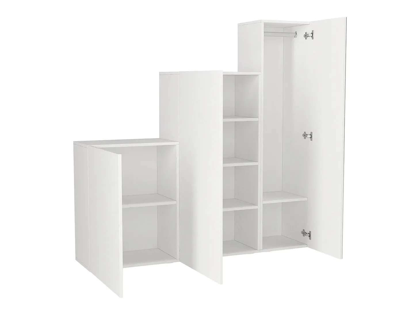 Guarda-roupa modular com 1 espelho e 3 portas branco - TELEZA