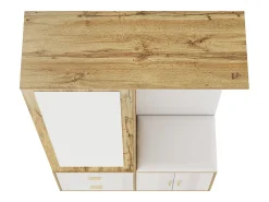 Guarda-roupa 100x38x108.1 cm - Com espelho - Com sapateiro - Com ganchos e cabides retráteis - Branco + Natural