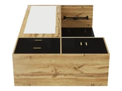 Guarda-roupa 100x38x108.1 cm - Com espelho - Com sapateiro - Com ganchos e cabides retráteis - Preto + Natural