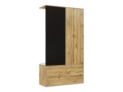 Guarda-roupa 100x38x108.1 cm - Com espelho - Com sapateiro - Com ganchos e cabides retráteis - Preto + Natural