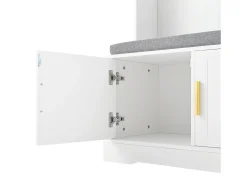 Hall de entrada moderno - com 6 ganchos e 3 portas - com banco e prateleiras abertas - Branco