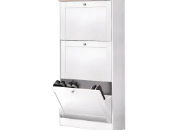 Heide | Sapateira com 3 portas basculantes em Wood Look Branco